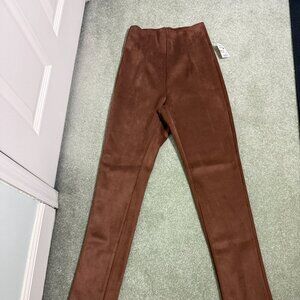 AKIRA Brown Faux Suede High Rise Leggings Pants XS NWT $49